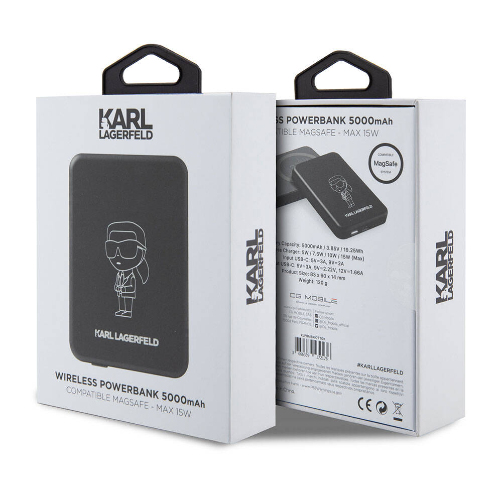 Karl Lagerfeld Led Işıklı Göstergeli M-safe Magnetik Orijinal Lisanslı Powerbank 5000 Mah