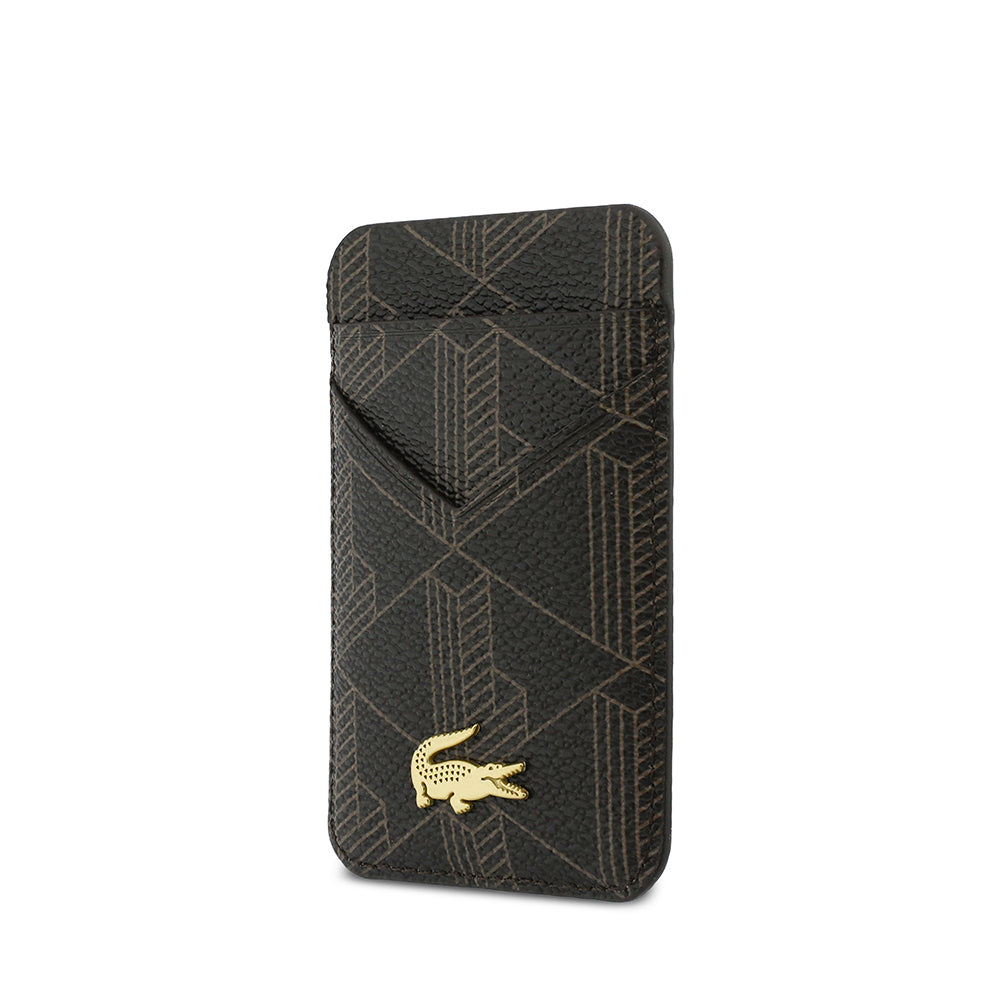 Lacoste Orijinal Lisanslı 2 Hazneli PVC Karışık Monogram Desenli Magnetik Kartlık