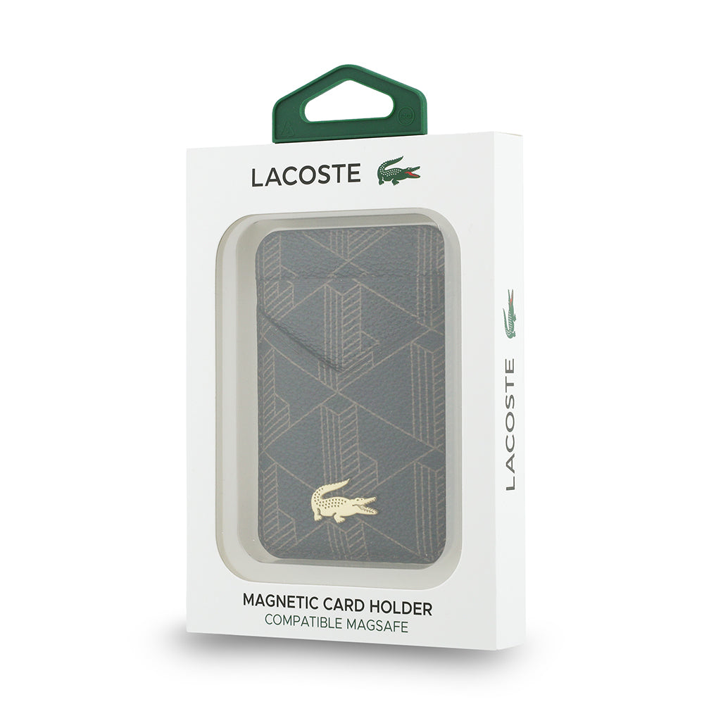 Lacoste Orijinal Lisanslı 2 Hazneli PVC Karışık Monogram Desenli Magnetik Kartlık