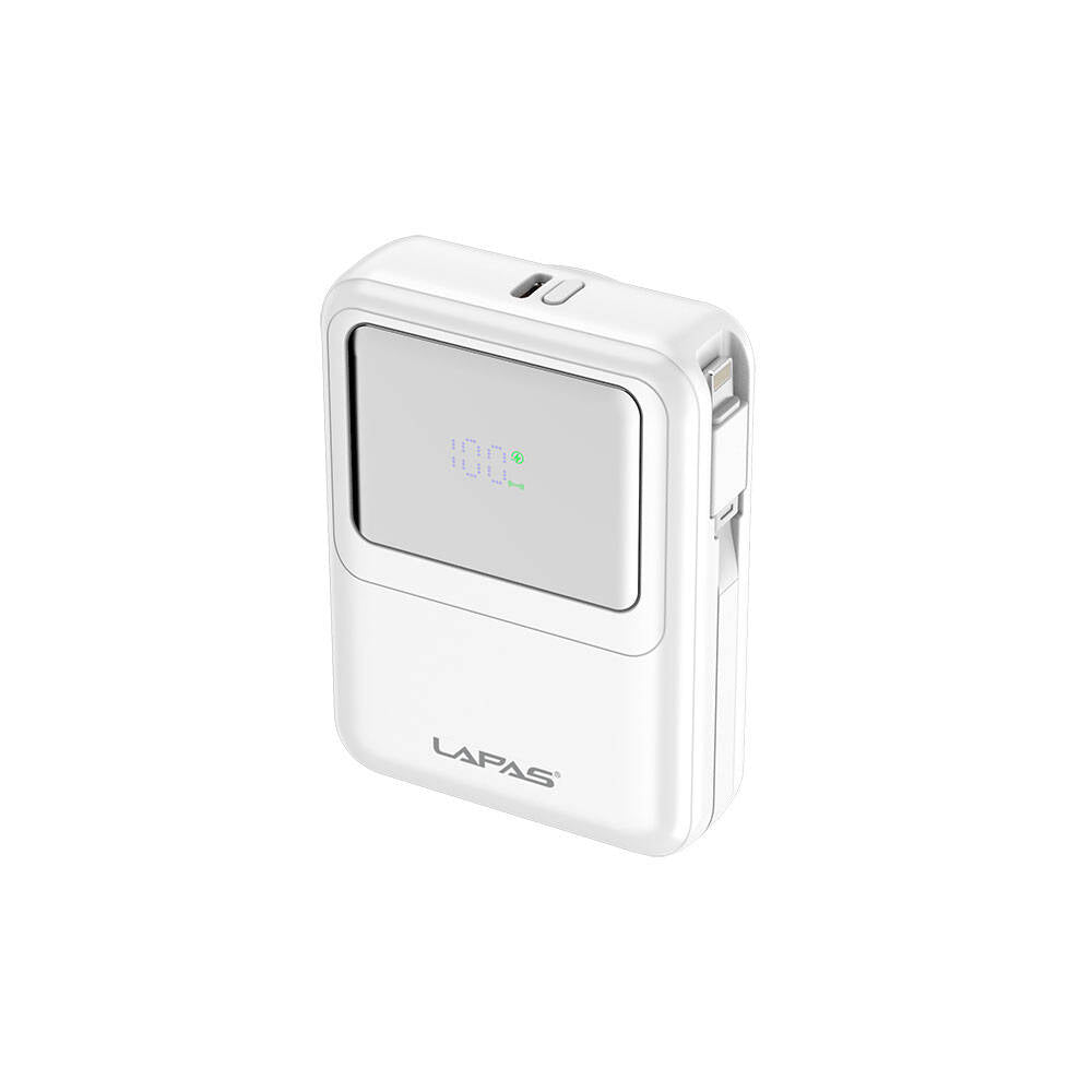Lapas LP-PW002 Dijital LED Göstergeli Type-C & Lightning Kablosuz Taşınabilir Powerbank 10.000mAh