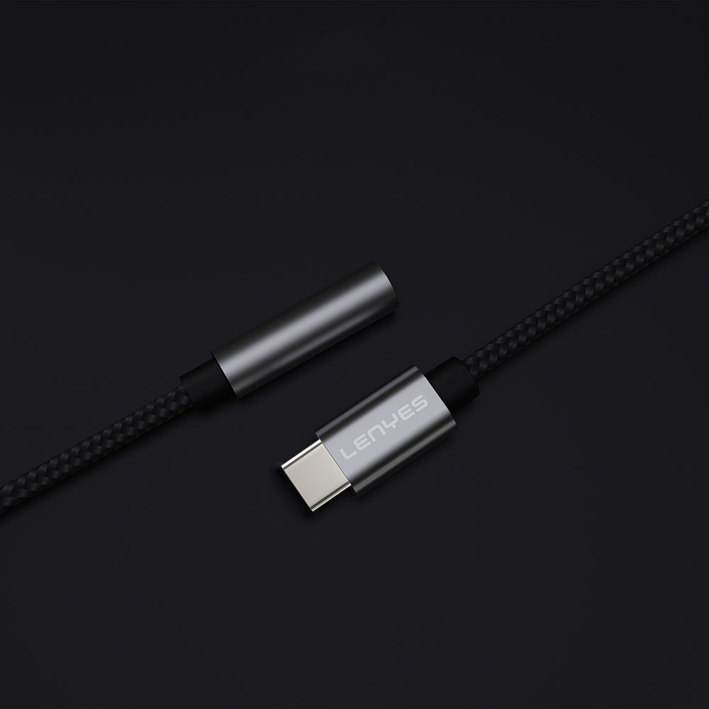 Lenyes AX105 Type-C to 3.5mm Aux Çevirici Örgülü Ses Adaptörü