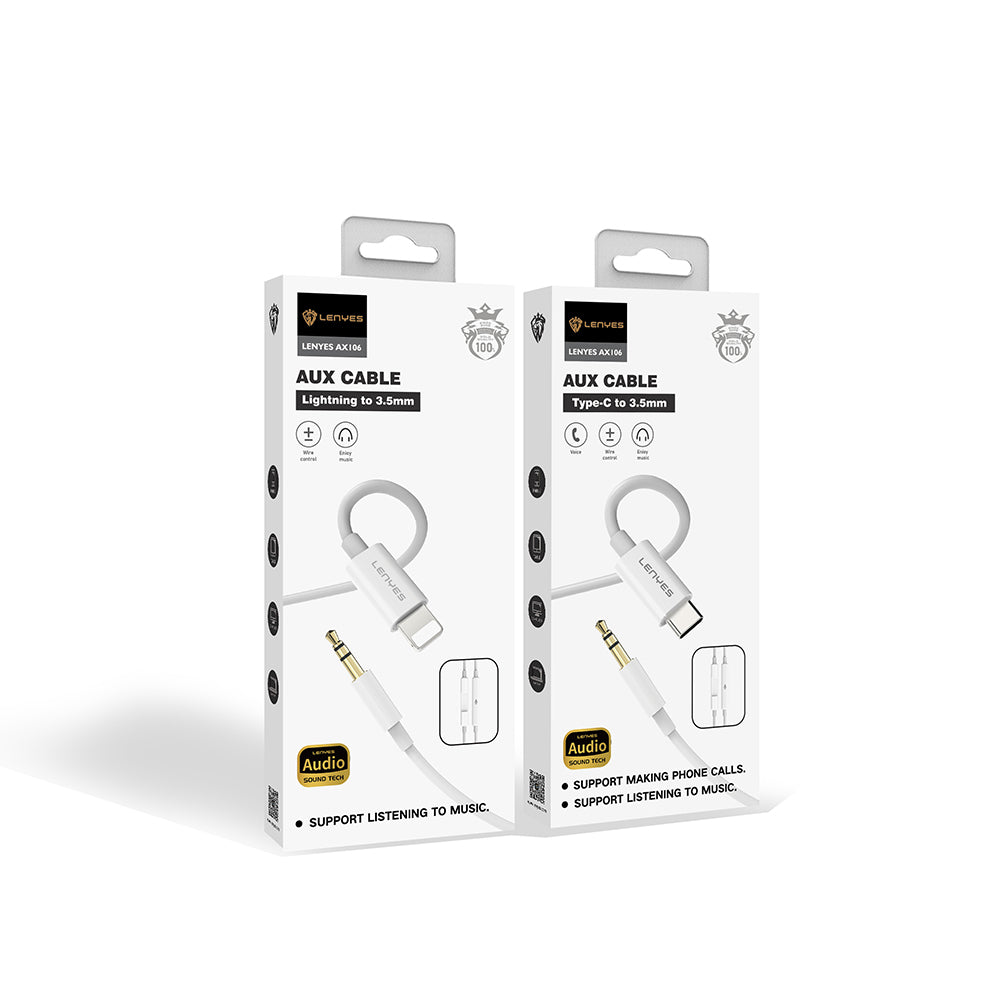 Lenyes AX106 Lightning to 3.5mm AUX Audio Kablo 1M
