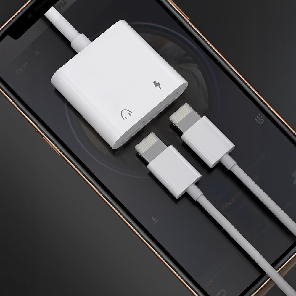 Lenyes AX92 Lightning to Lightning 2in1 Şarj ve Kulaklık Dönüştürücü Adaptör