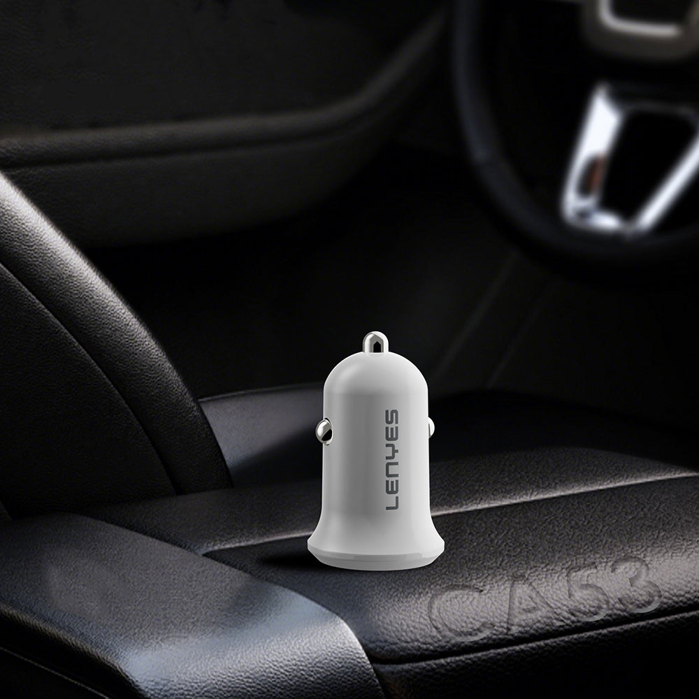 Lenyes CA53 Hızlı Şarj Özellikli Dual Type-C + USB-A Portlu Mini Araç Şarj Aleti 30W