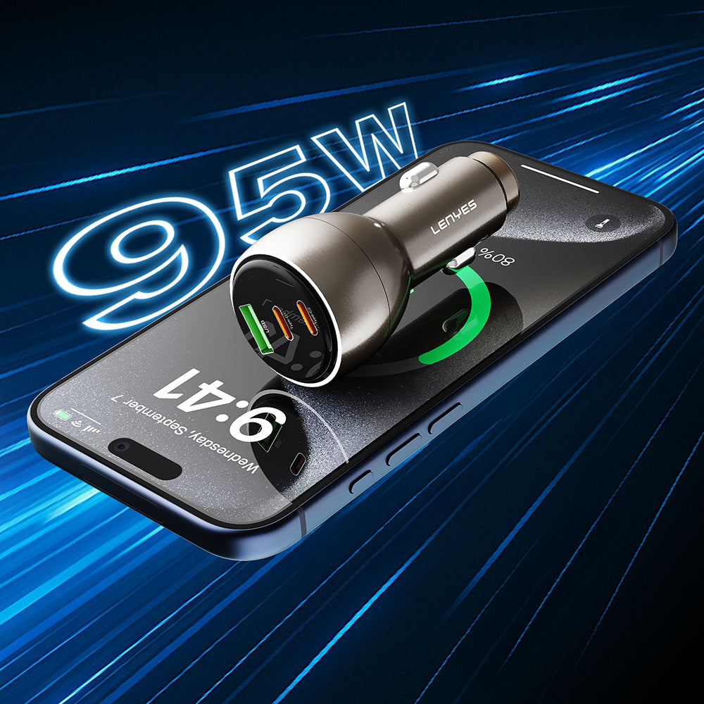 Lenyes CA64 Hızlı Şarj Özellikli Dual USB-A + Type-C Portlu PD Araç Şarj Aleti 30W