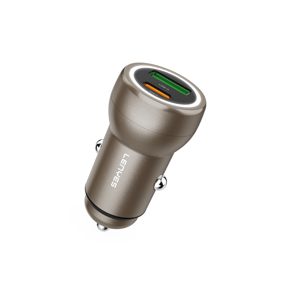 Lenyes CA64 Hızlı Şarj Özellikli Dual USB-A + Type-C Portlu PD Araç Şarj Aleti 30W