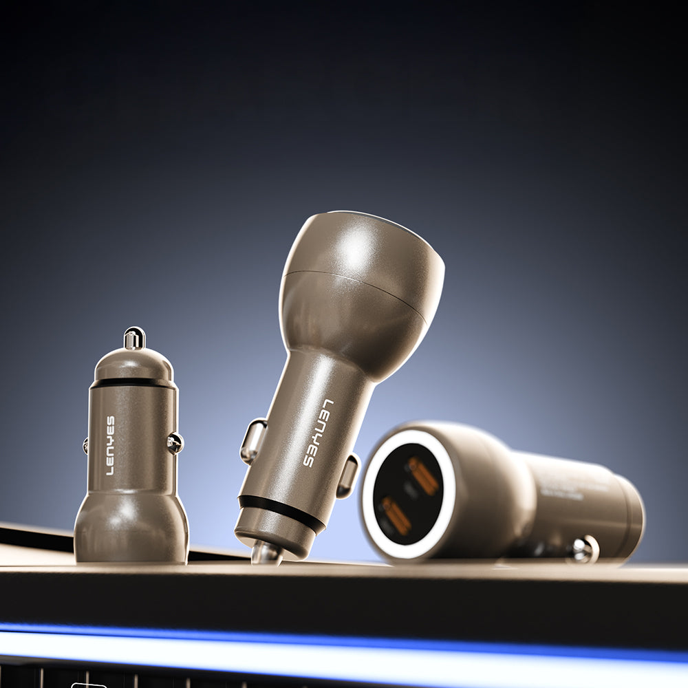 Lenyes CA65 Hızlı Şarj Özellikli Dual Type-C + Type-C Portlu PD Araç Şarj Aleti 60W