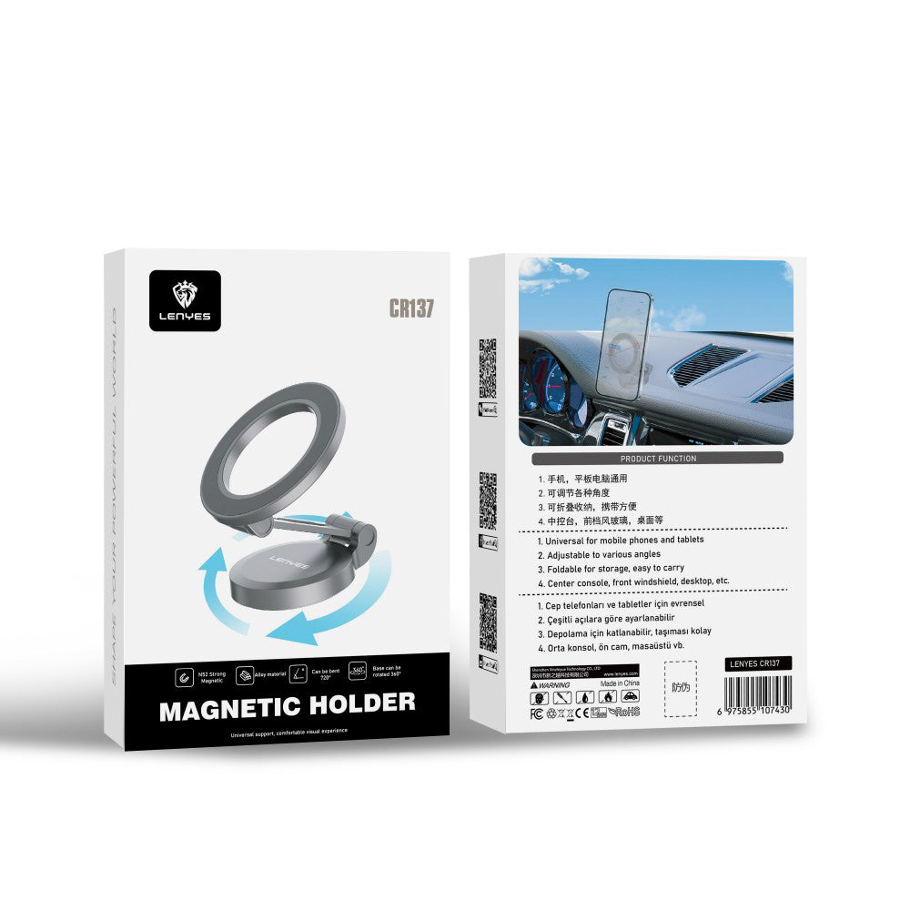Lenyes CR137 Magnetik M-safe 360° Oynar Başlıklı Araç İçi Telefon Tutucu