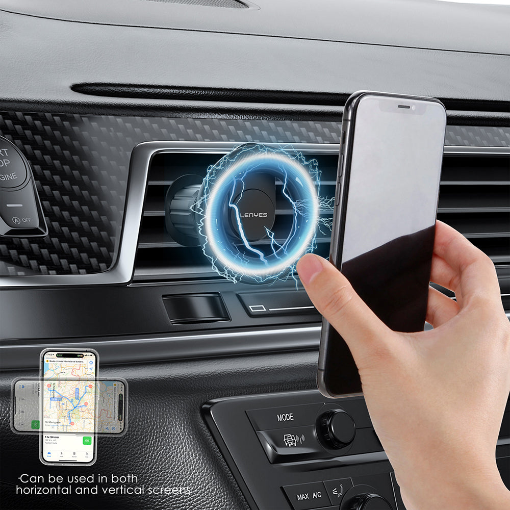 Lenyes CR183 M-safe Magnetik Özellikli 360 Derece Dönebilen Havalandırma Tasarım Araç Telefon Tutucu