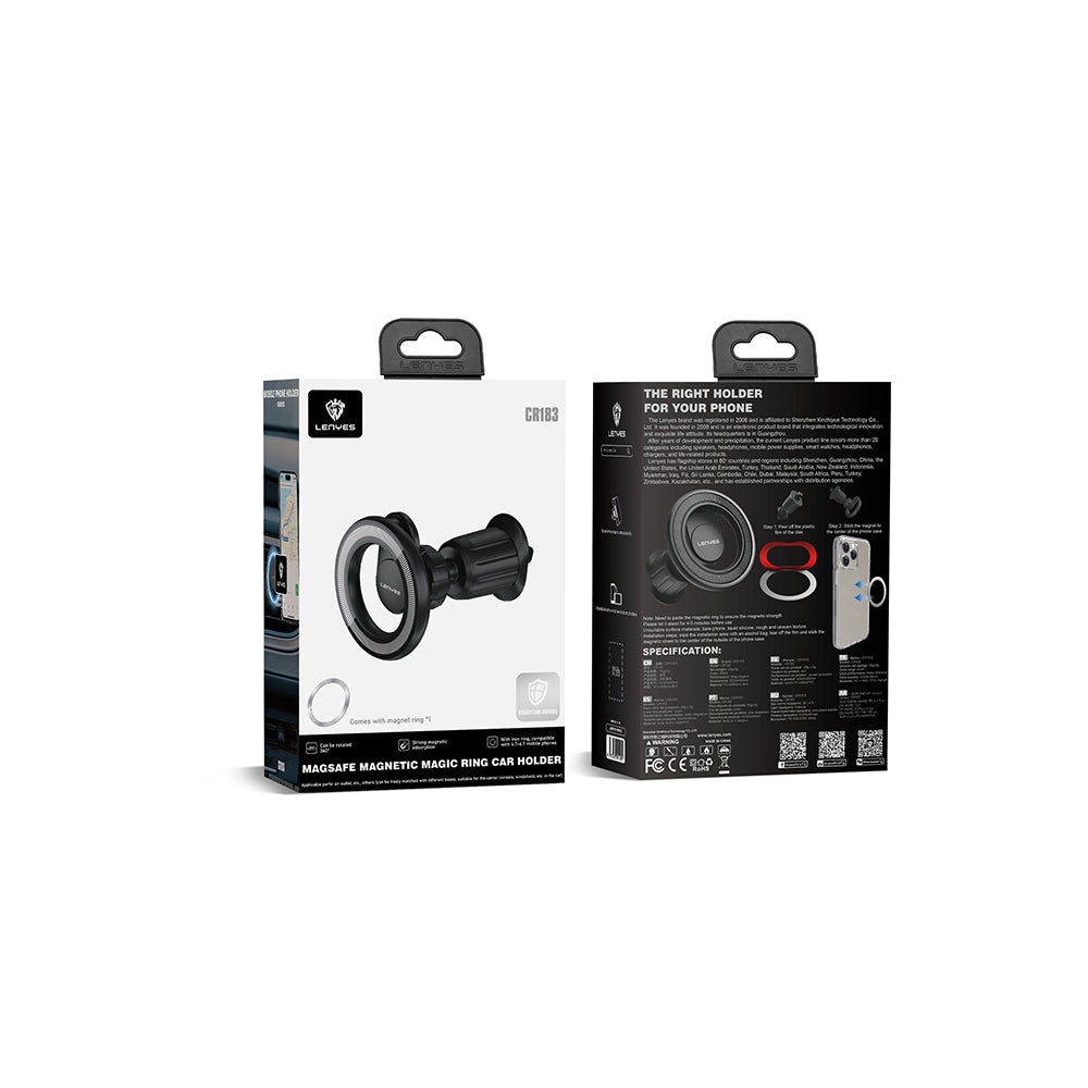 Lenyes CR183 M-safe Magnetik Özellikli 360 Derece Dönebilen Havalandırma Tasarım Araç Telefon Tutucu