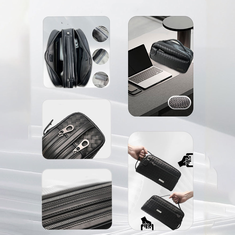 Lenyes LB527 Tomas Serisi Dokuma PU Mat Deri Bilek Tasarımlı Çizilmeye Karşı Dayanıklı Aksesuar Çantası