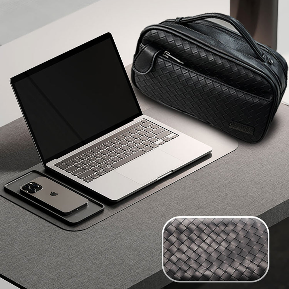 Lenyes LB527 Tomas Serisi Dokuma PU Mat Deri Bilek Tasarımlı Çizilmeye Karşı Dayanıklı Aksesuar Çantası