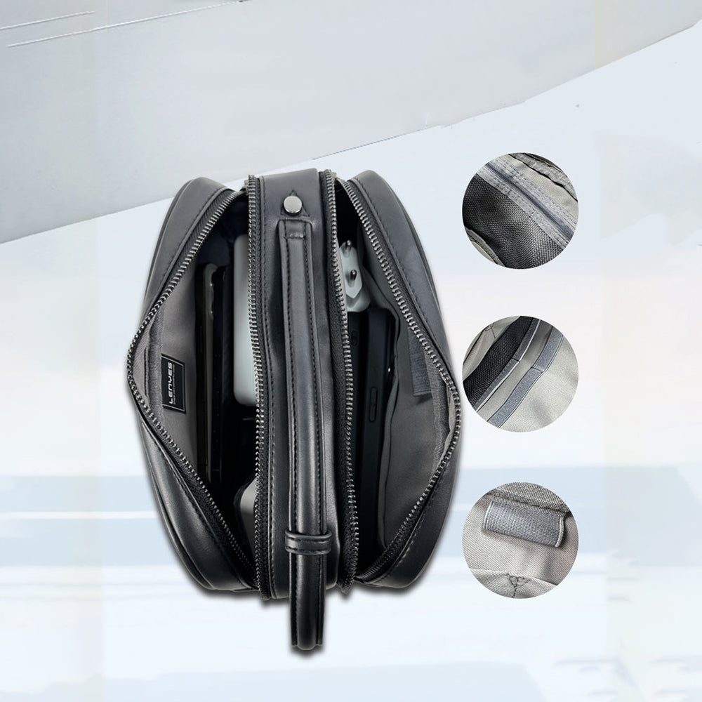 Lenyes LB527 Tomas Serisi Dokuma PU Mat Deri Bilek Tasarımlı Çizilmeye Karşı Dayanıklı Aksesuar Çantası