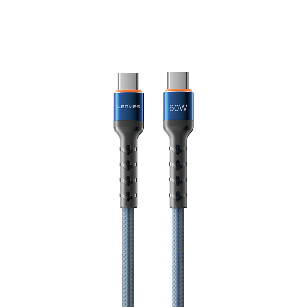 Lenyes LC515 Type-C to Type-C Hızlı Şarj Özellikli Örgülü Data ve Şarj Kablosu 60W 1M