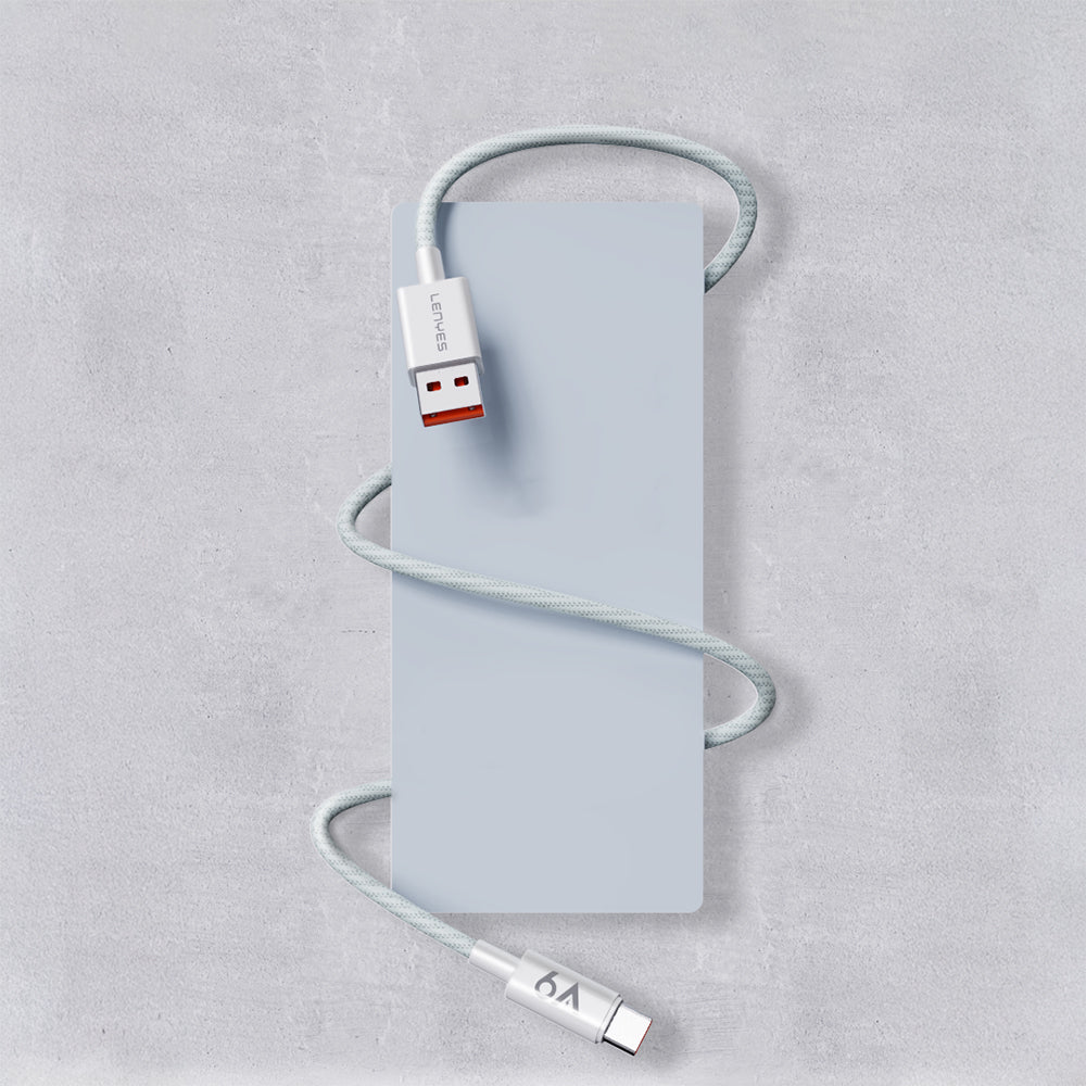 Lenyes LC518 USB-A to Type-C 6A Örgü Tasarımlı Hızlı Şarj Özellikli Data ve Şarj Kablosu 66W 1M
