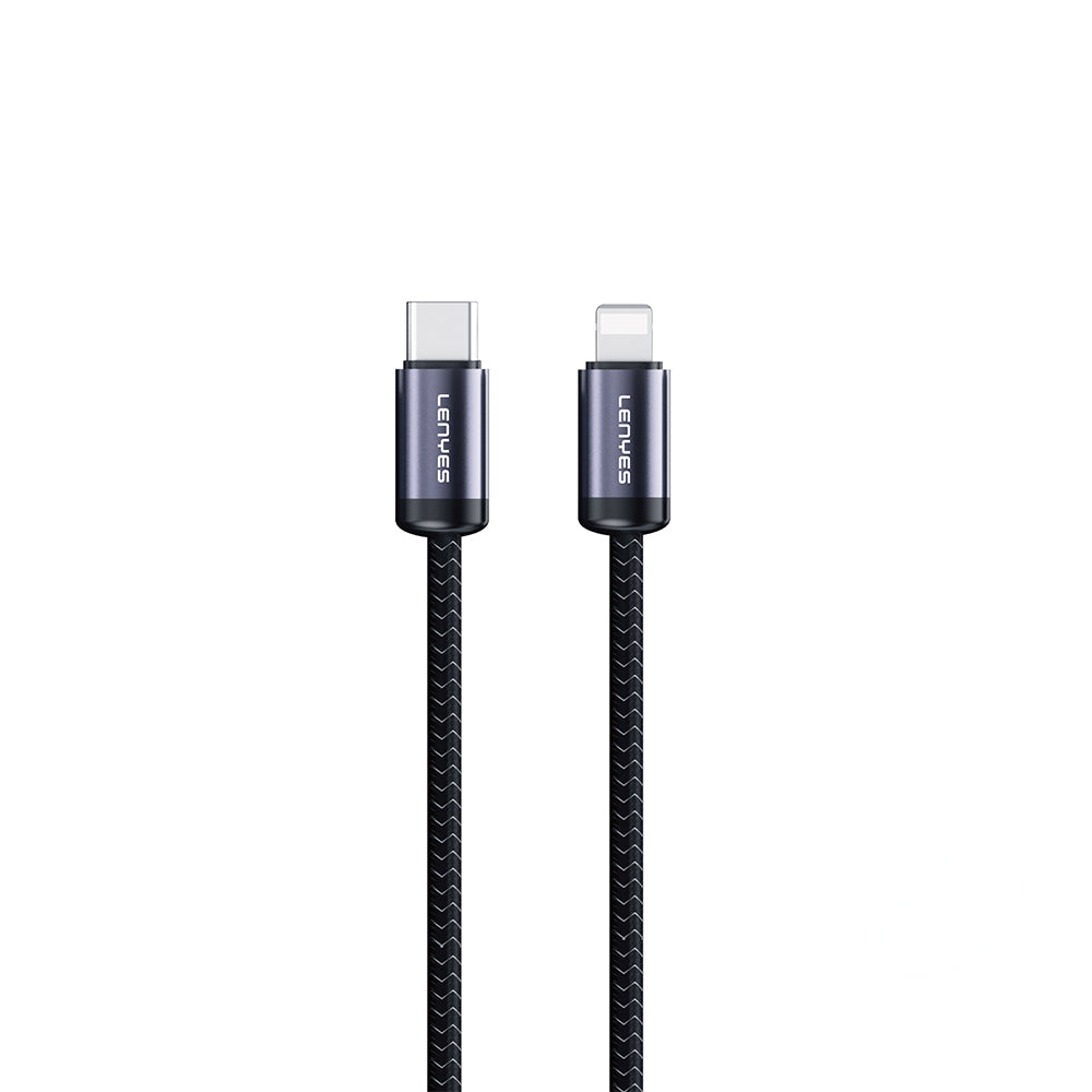 Lenyes LC537 Type-C to Lightning Hızlı Şarj Özellikli Örgülü Data ve Şarj Kablosu 27W 1M