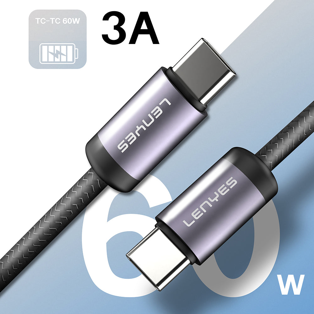 Lenyes LC537 Type-C to Type-C Hızlı Şarj Özellikli Örgülü Data ve Şarj Kablosu 60W 1M
