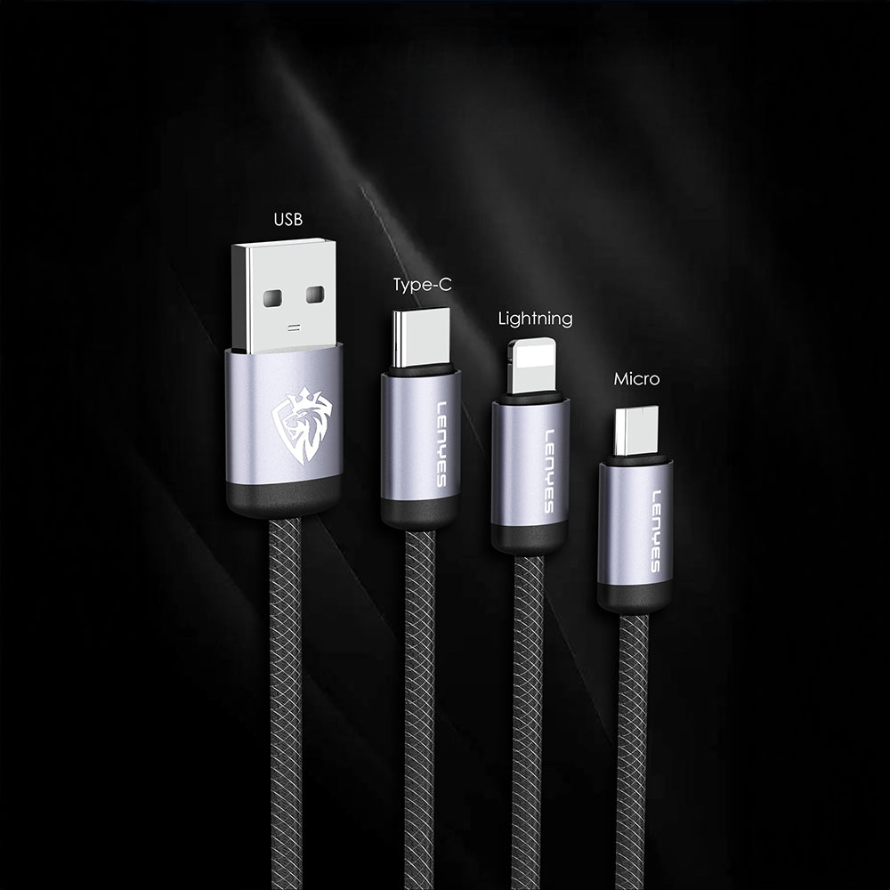 Lenyes LC537 USB-A to Type-C Örgü Tasarımlı Hızlı Şarj Özellikli Data ve Şarj Kablosu 10W 1M