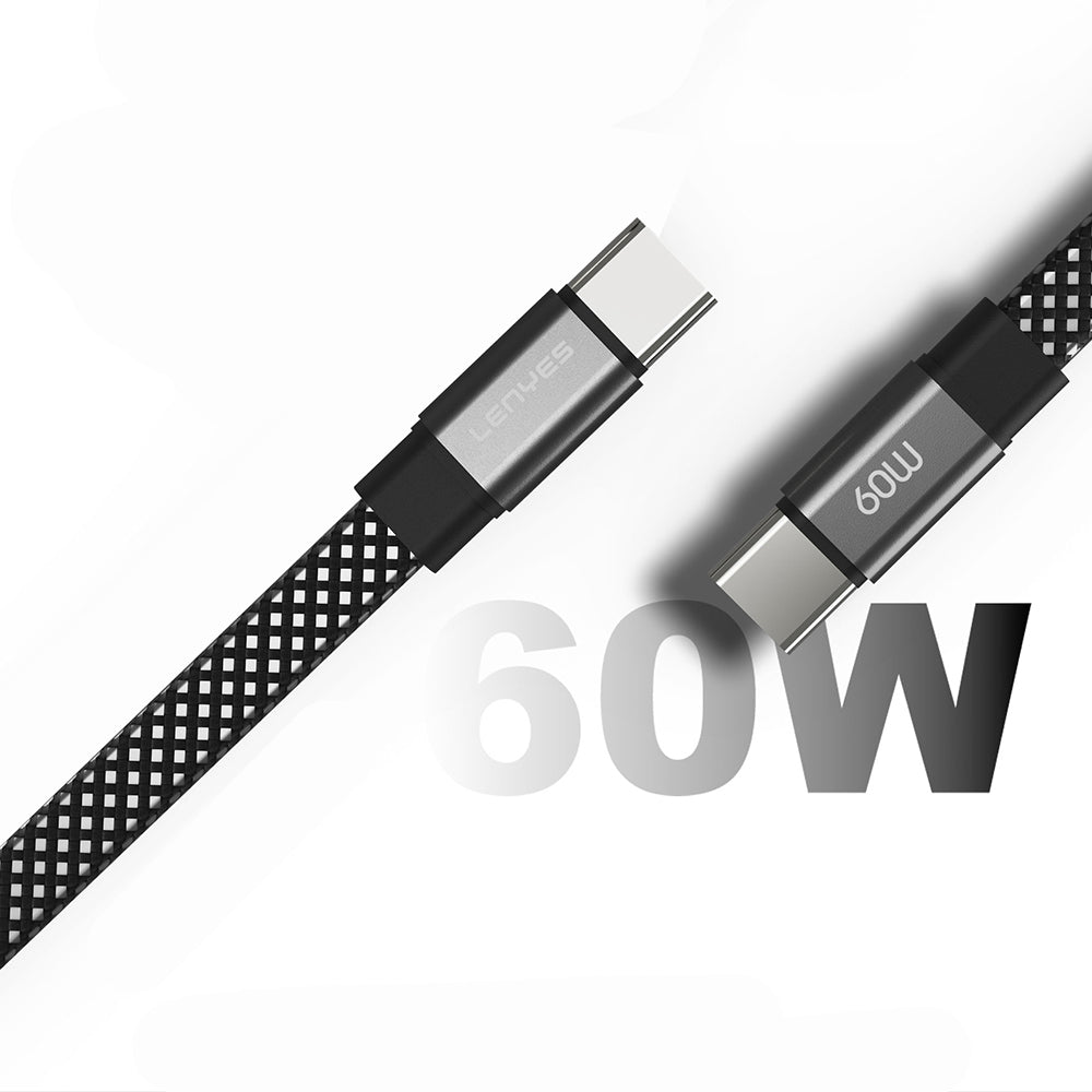 Lenyes LC538 Type-C to Type-C Hızlı Şarj Özellikli 48D Aramid Fiber Örgü Tasarımlı Data ve Şarj Kablosu 60W 1M