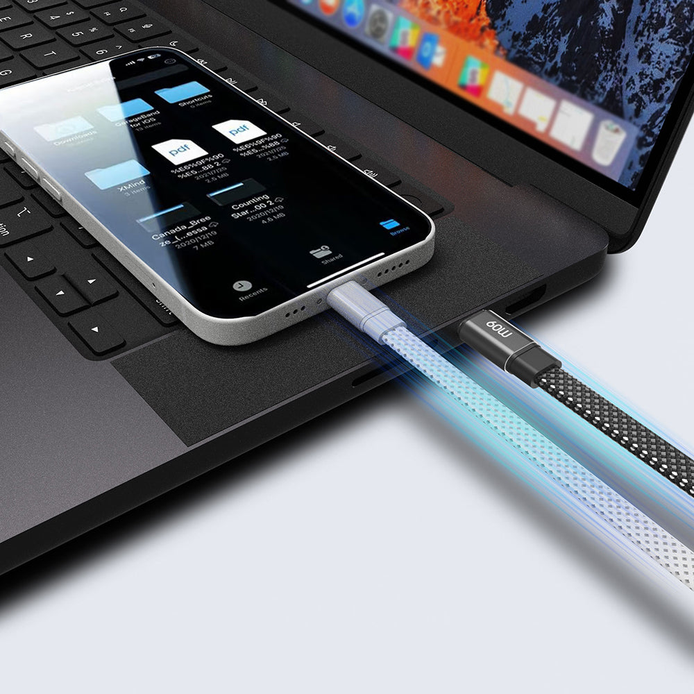 Lenyes LC538 Type-C to Type-C Hızlı Şarj Özellikli 48D Aramid Fiber Örgü Tasarımlı Data ve Şarj Kablosu 60W 1M