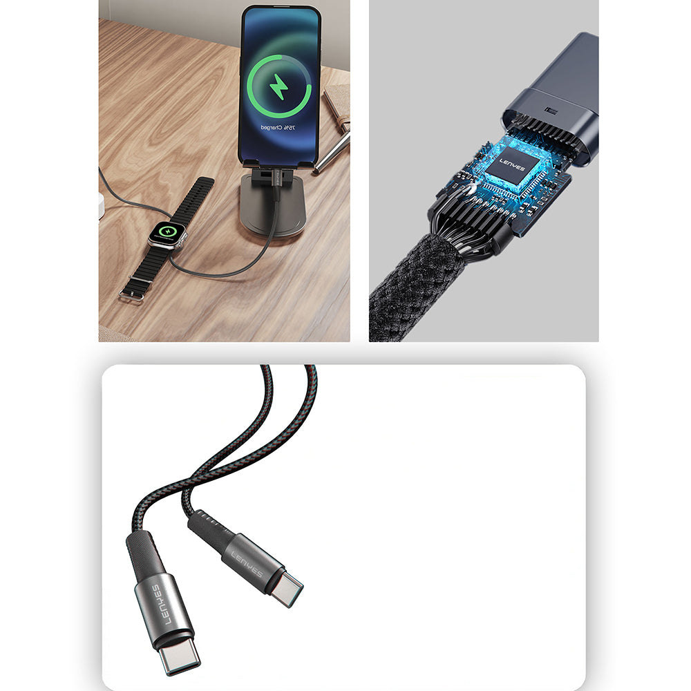 Lenyes LC540 Type-C to Type-C + Akıllı Saat Şarj Kablosu 100W 1.2M