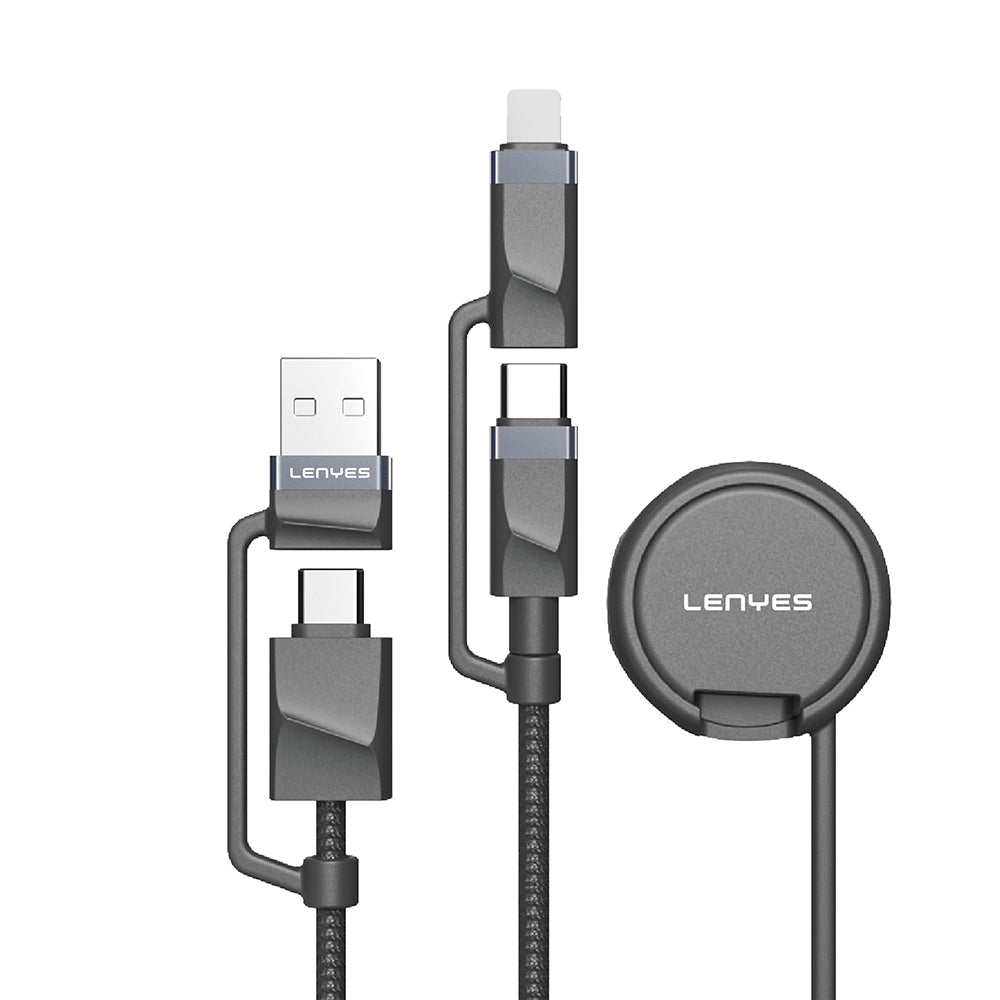Lenyes LC541 USB-A + Type-C to Lightning – Type-C – Akıllı Saat Şarj Kablosu 60W 1M
