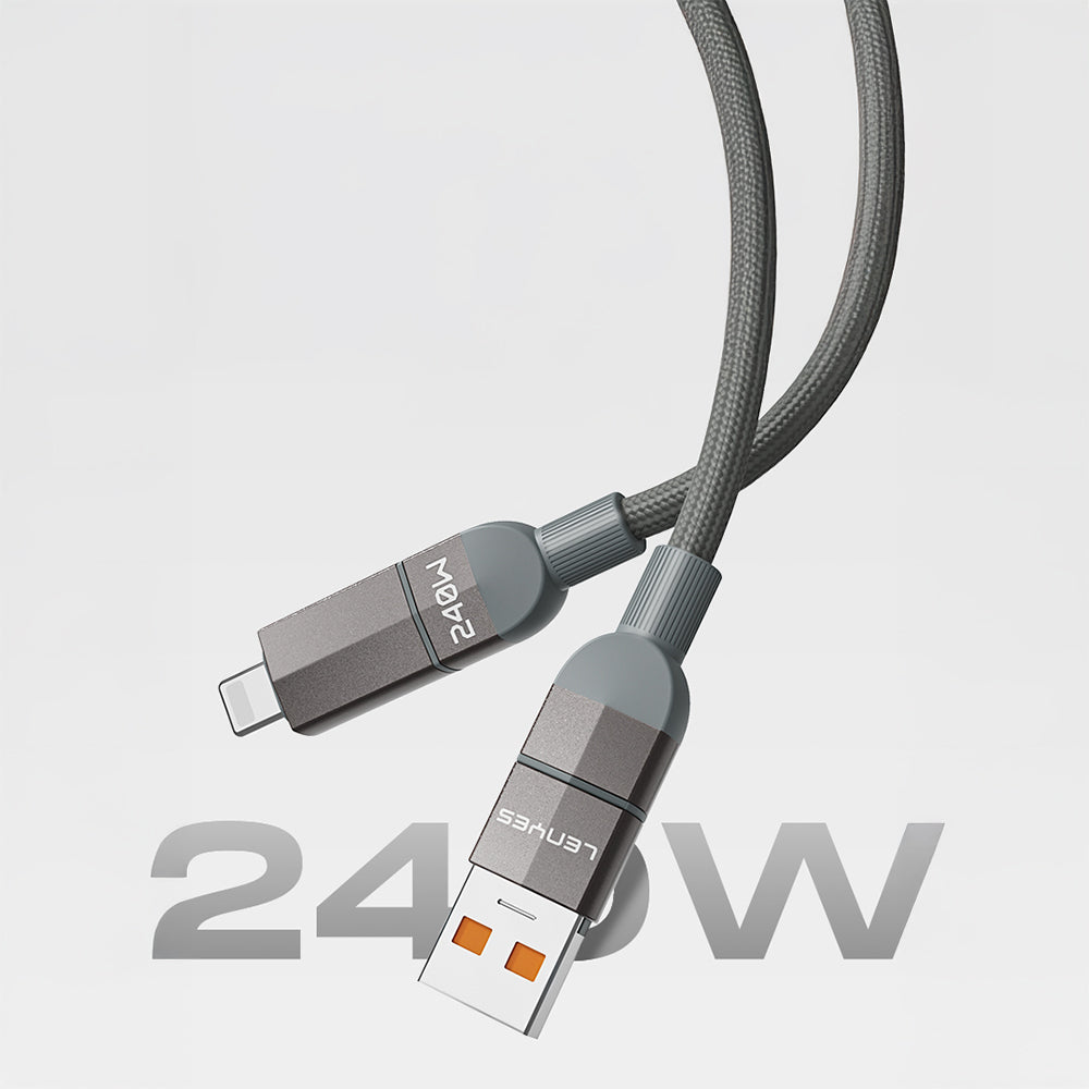Lenyes LC543 4in1 Hızlı Şarj Özellikli USB-A - Type-C + Type-C to Lightning Data ve Şarj Kablosu 240W 1M