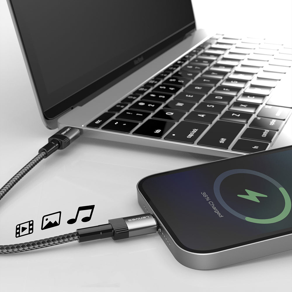 Lenyes LC546 Type-C to Type-C Örgü Tasarımlı Hızlı Şarj Özellikli Data ve Şarj Kablosu 60W 1M