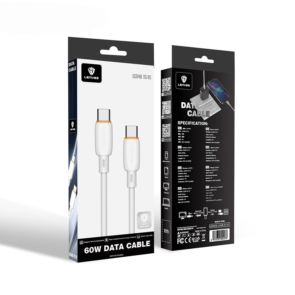 Lenyes LC548-TC-TC Type-C to Type-C Hızlı Şarj Özellikli PD Data ve Şarj Kablosu 60W 1M