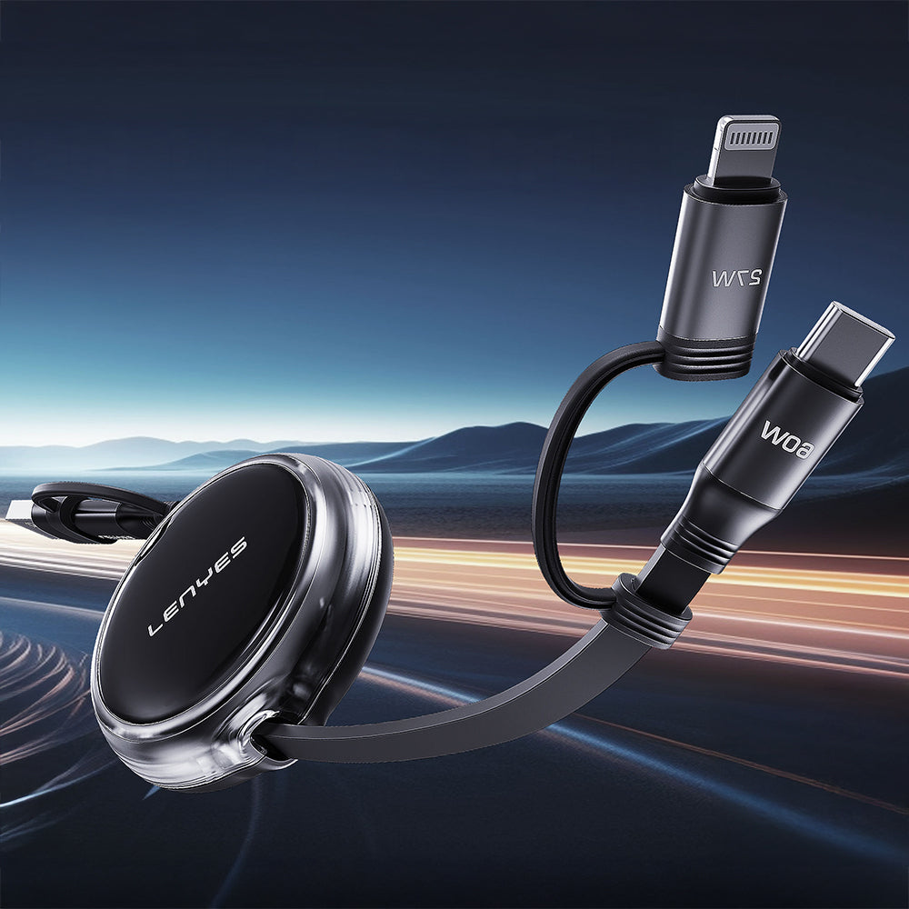 Lenyes LC552 4in1 USB-A - Type-C + Type-C to Lightning Makaralı Data ve Şarj Kablosu 60W 95cm