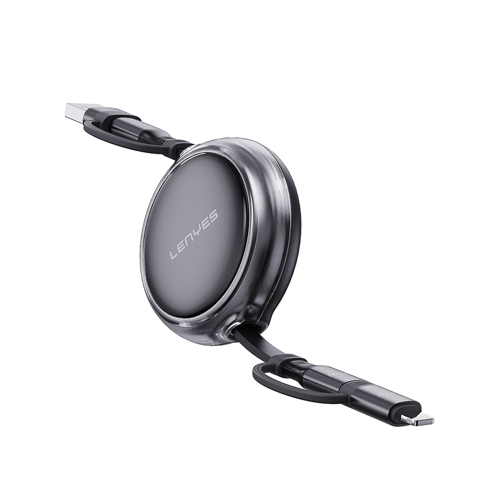 Lenyes LC552 4in1 USB-A - Type-C + Type-C to Lightning Makaralı Data ve Şarj Kablosu 60W 95cm