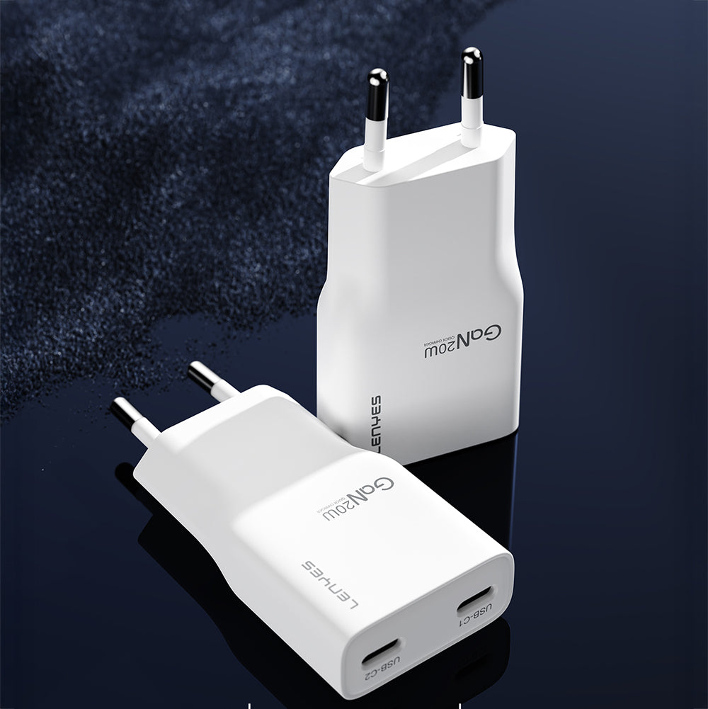 Lenyes LCH15 Dual Type-C PD GaN Teknolojili Hızlı Şarj Başlığı 20W