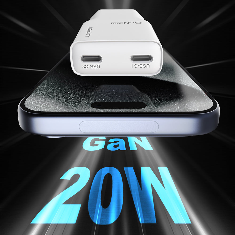 Lenyes LCH15 Dual Type-C PD GaN Teknolojili Hızlı Şarj Başlığı 20W