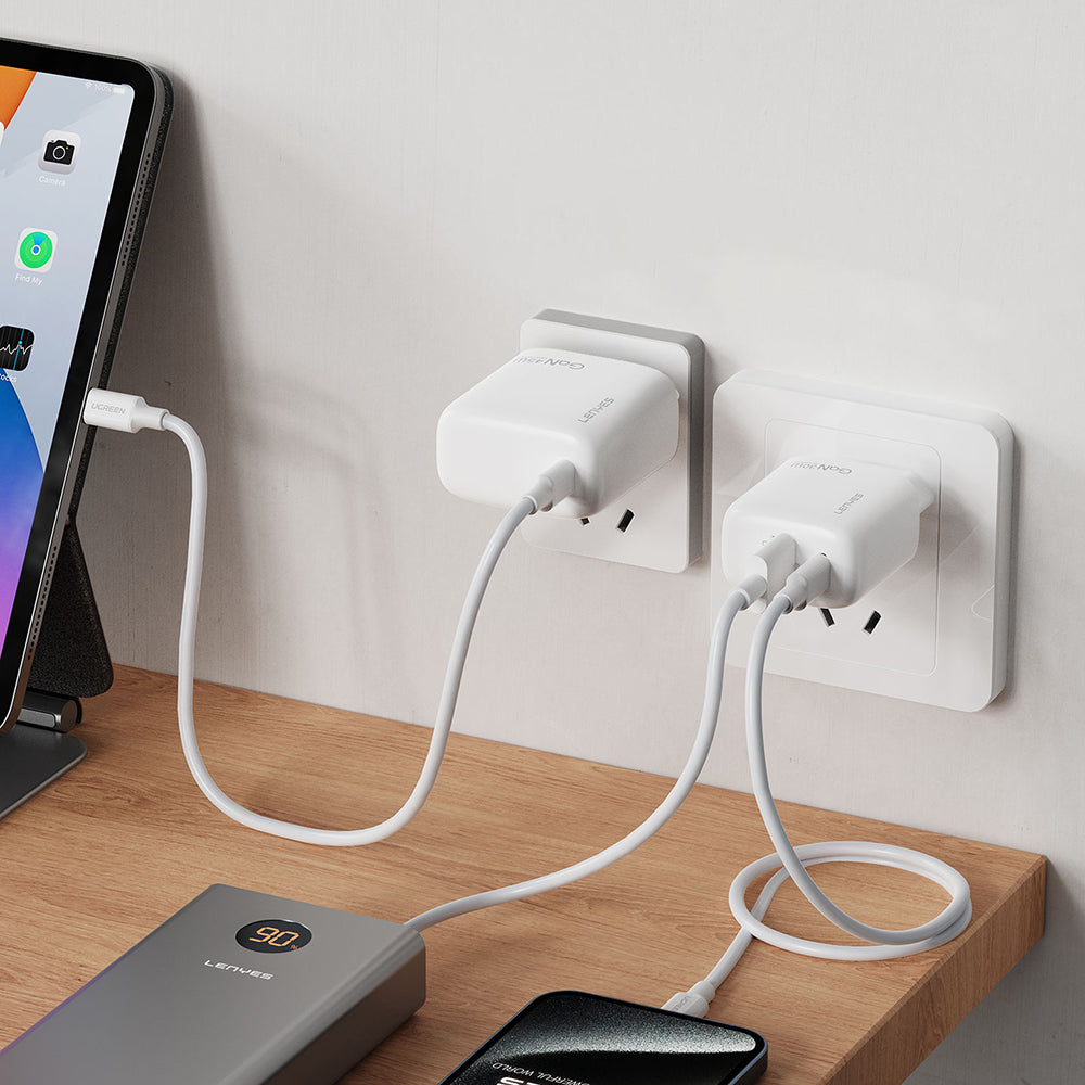 Lenyes LCH91 Type-C ve USB GaN Teknolojili PD Hızlı Şarj Özellikli Şarj Başlığı 20W