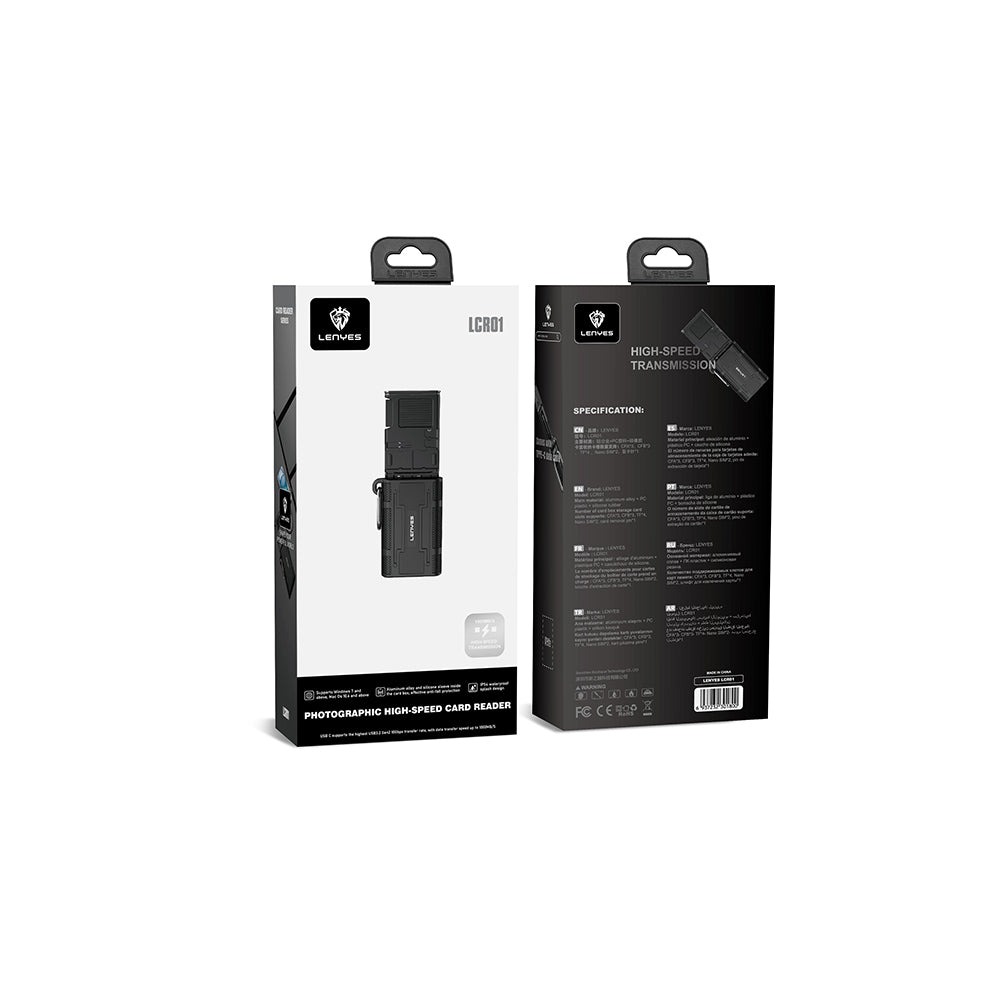 Lenyes LCR01 Type-C Kablolu Su Geçirmez Çoklu Kart Depolama ve Okuyucu Kutusu 10 Gbps