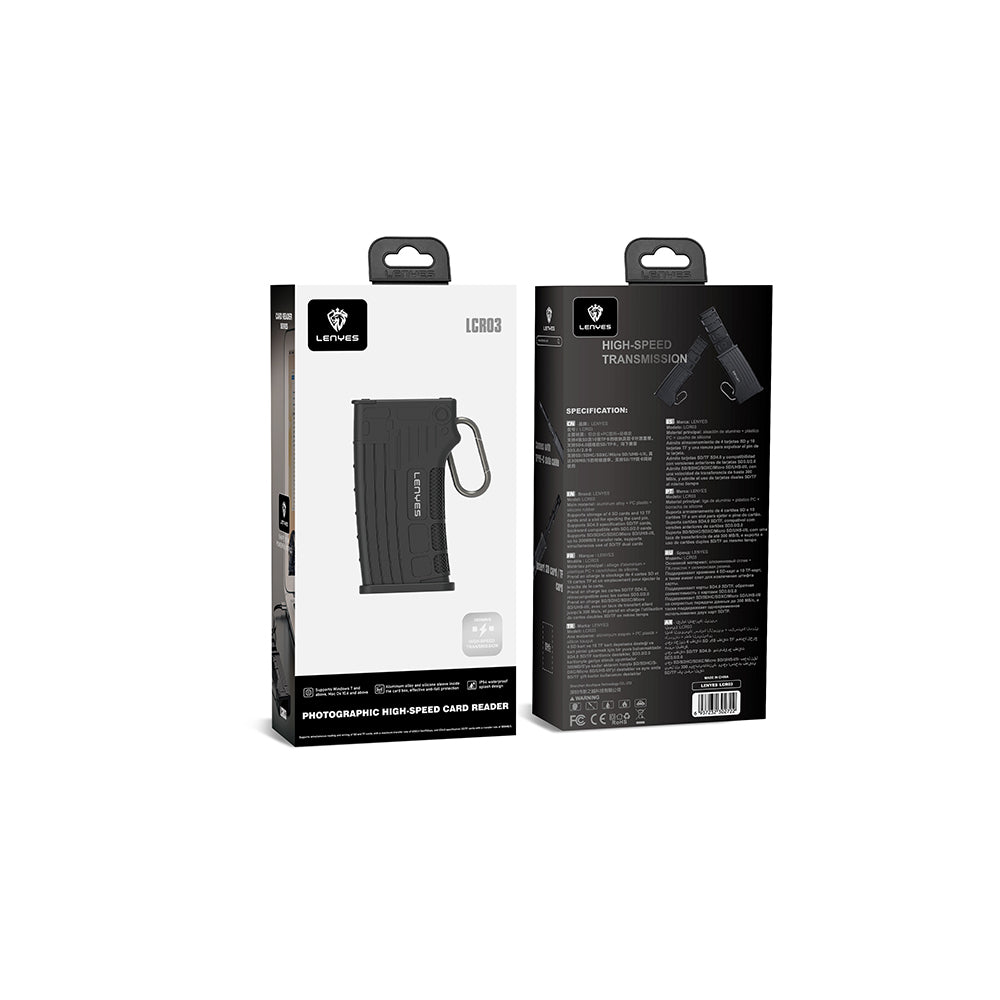 Lenyes LCR03 Type-C Kablolu Su Geçirmez Çoklu Kart Depolama ve Okuyucu Kutusu 10 Gbps