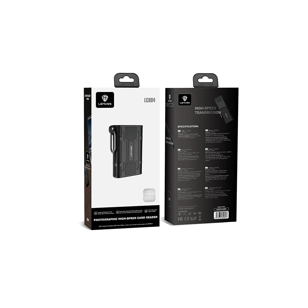 Lenyes LCR04 Type-C Kablolu Su Geçirmez Çoklu Kart Depolama ve Okuyucu Kutusu 10 Gbps