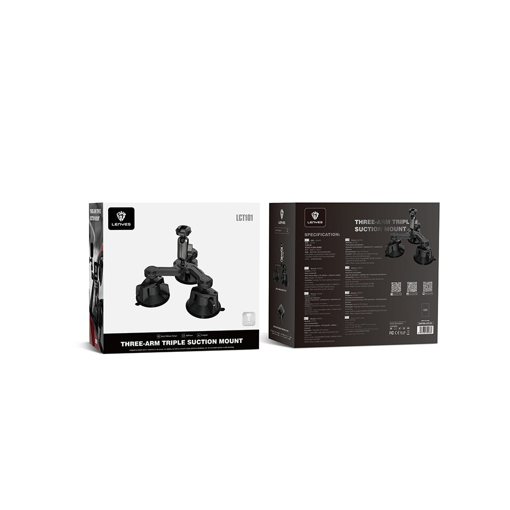 Lenyes LCT101 360° Ayarlanabilir 3 Vantuzlu Aksiyon Kamera Tutucu