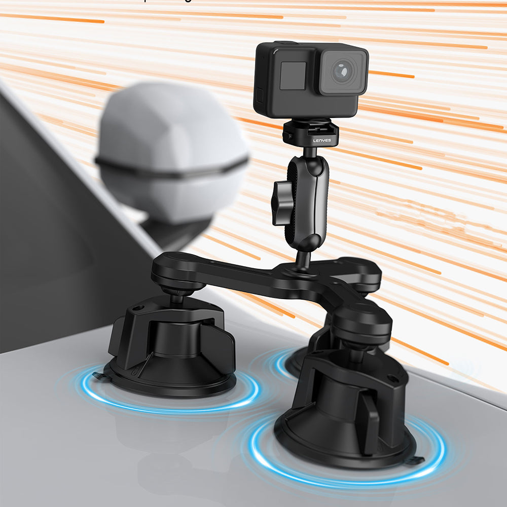 Lenyes LCT101 360° Ayarlanabilir 3 Vantuzlu Aksiyon Kamera Tutucu