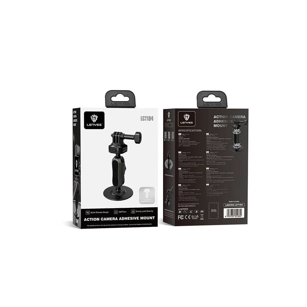 Lenyes LCT104 Teleskopik Vantuzlu Tasarım Aksiyon Kamera Tutucu