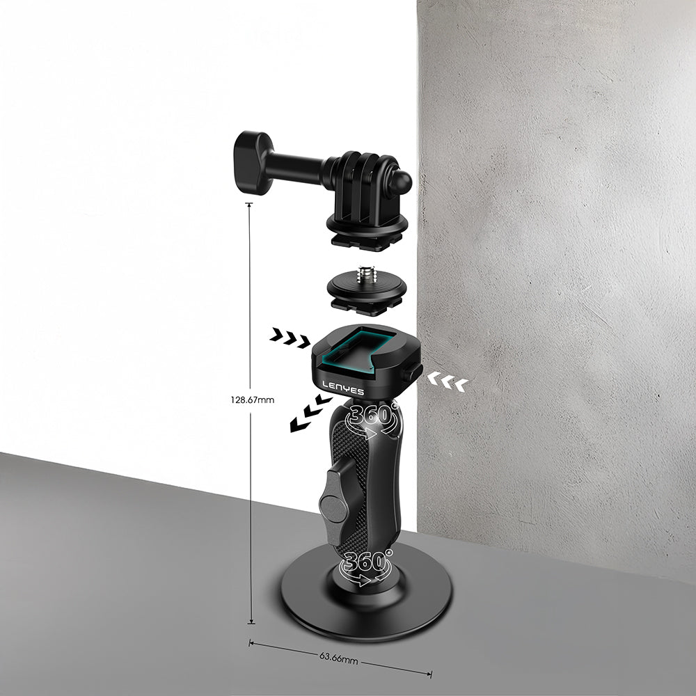 Lenyes LCT104 Teleskopik Vantuzlu Tasarım Aksiyon Kamera Tutucu