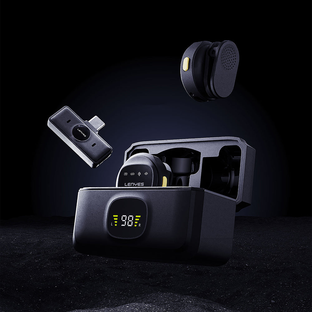 Lenyes LM204-TC Type-C Şarj Portlu Akıllı Gürültü Engelleyicili Type-C Bağlantılı Kablosuz Yaka Mikrofonu