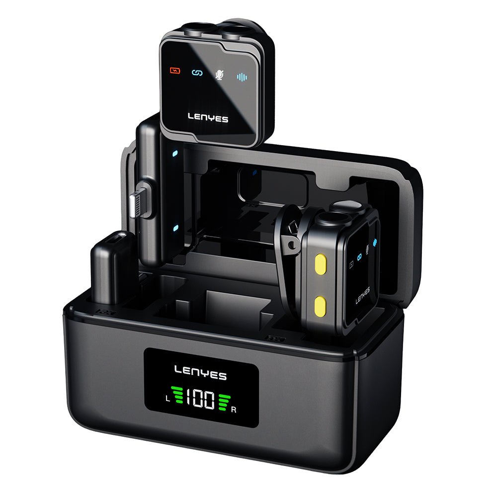 Lenyes LM205 2in1 Type-C Şarj Portlu Yapay Zeka Gürültü Engelleyicili Type-C ve Lightning Bağlantılı Kablosuz Yaka Mikrofonu