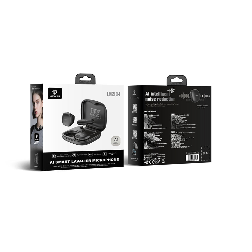 Lenyes LM210 Lightning Portlu Yapay Zeka Gürültü Önleyici Özellikli Kablosuz Yaka Mikrofonu