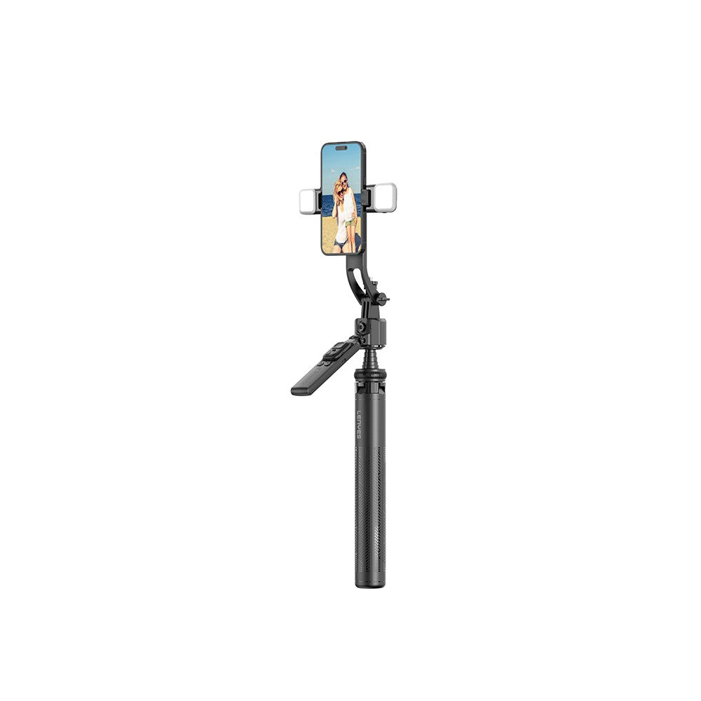 Lenyes LPH107 Canlı Yayın Dolgu Işıklı Kumandalı 360 Derece Dönebilen Selfie Çubuğu ve Tripod