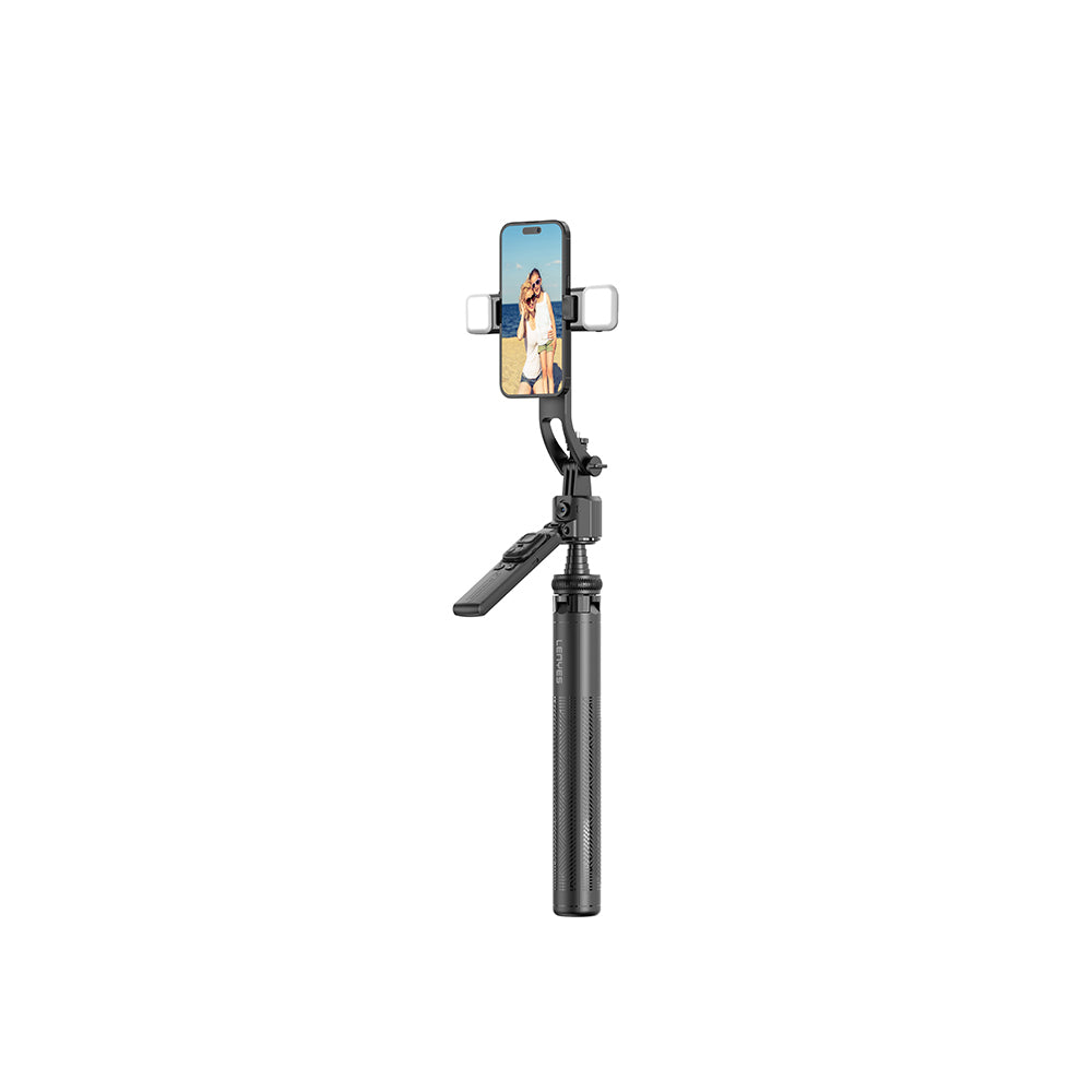 Lenyes LPH107 Canlı Yayın Dolgu Işıklı Kumandalı 360 Derece Dönebilen Selfie Çubuğu ve Tripod