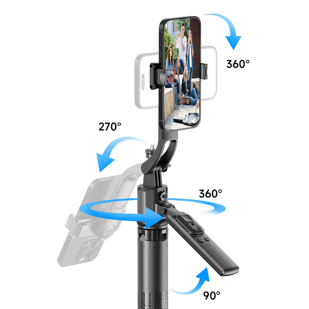 Lenyes LPH107 Canlı Yayın Dolgu Işıklı Kumandalı 360 Derece Dönebilen Selfie Çubuğu ve Tripod