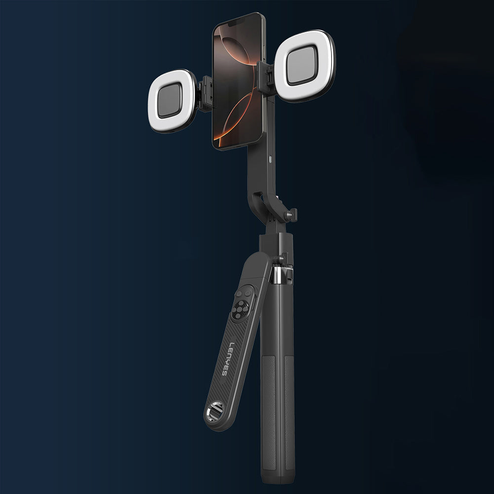 Lenyes LPH108 Canlı Yayın Dolgu Işıklı Kumandalı 360 Derece Dönebilen Selfie Çubuğu ve Tripod