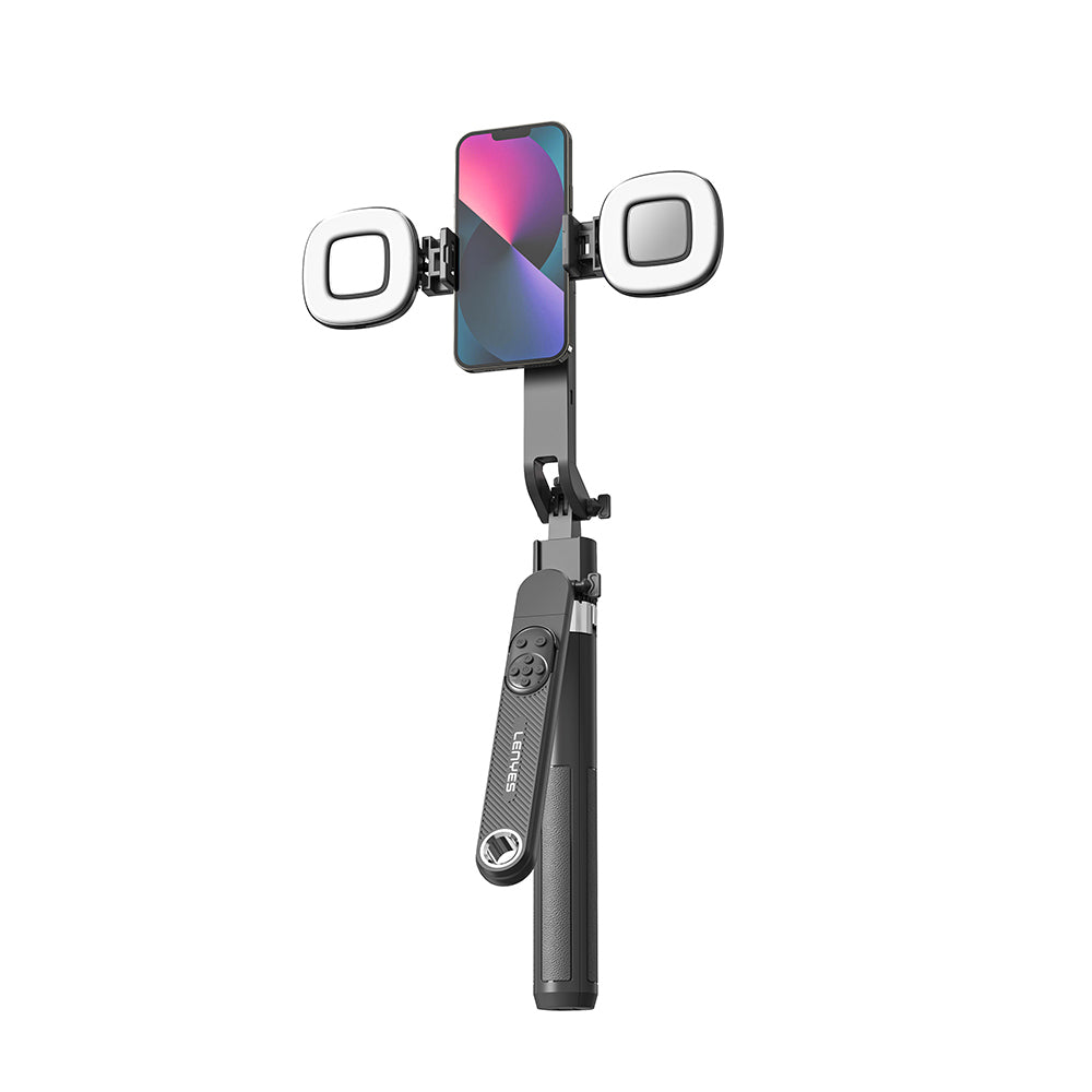 Lenyes LPH108 Canlı Yayın Dolgu Işıklı Kumandalı 360 Derece Dönebilen Selfie Çubuğu ve Tripod