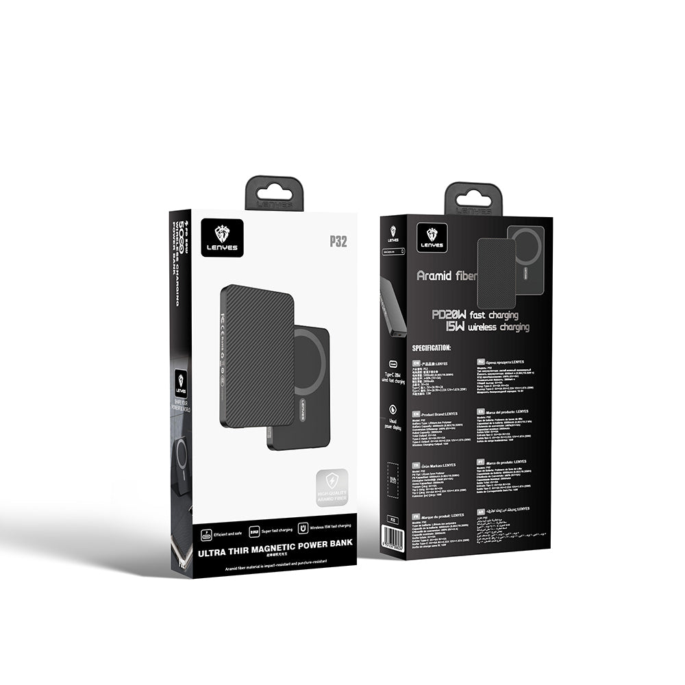 Lenyes P32 M-safe Şarj Özellikli Aramid Fiber Powerbank 15W 5000mAh